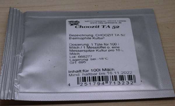 thermophile Käsekultur Choozit TA 52 kaufen, MTG-Gewürze Grüna Poltermühlenteich